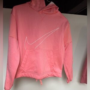 Nike Pink Cropped Hoodie with White Logo